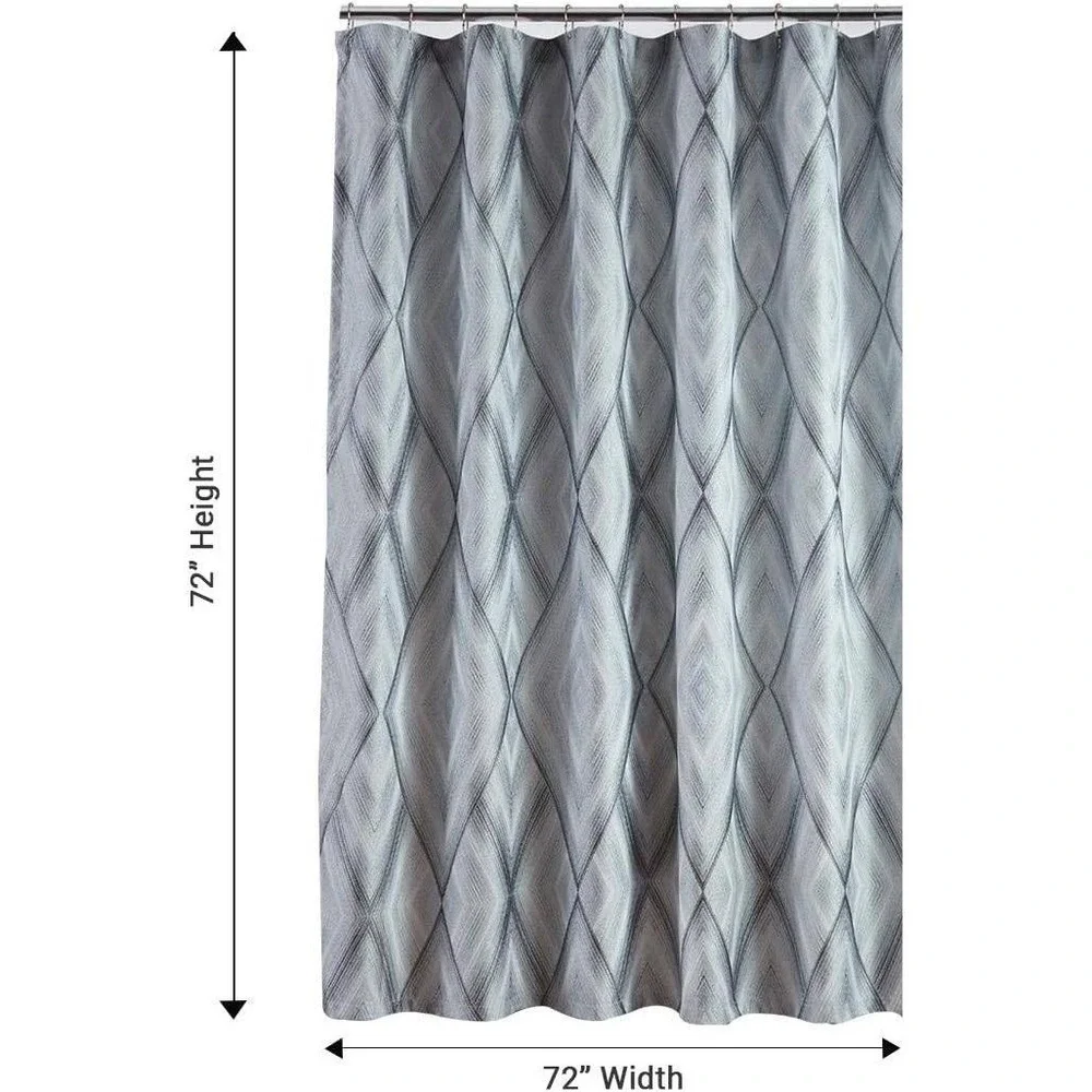 Croscill Echo Shower Curtain 72x72 Slate Grey New Geometric Diamond Woven Fabric